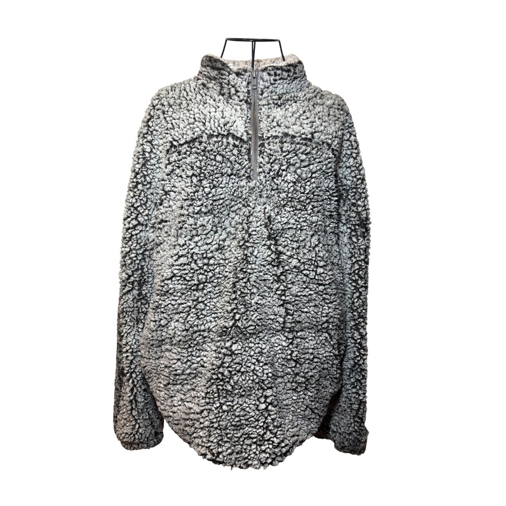 Altar'd State Charcoal Grey Marbled Sherpa Fleece Quarter Zip Pullover Medium